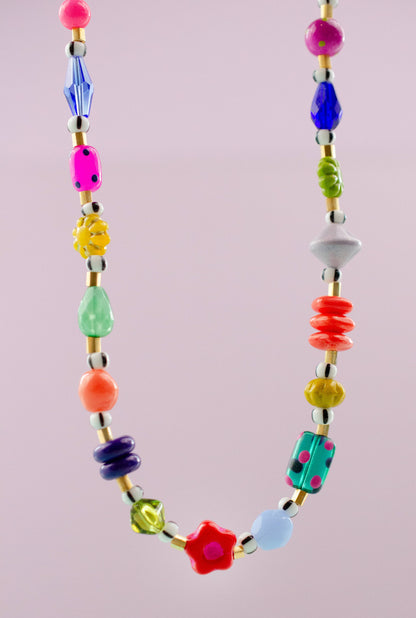 Colorful Beaded Flower Necklace