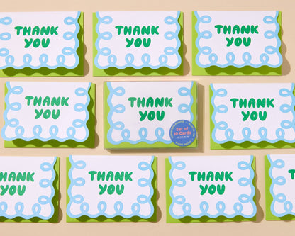 Box Set—Letterpress Scallop Thank You Notecard—Coquette B/G