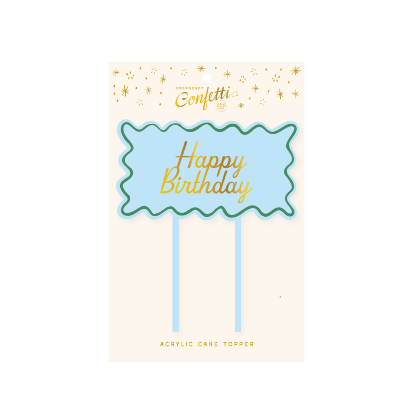 Blue & Green Acrylic Cake Topper - "Happy Birthday"
