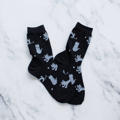 Cat Meow Casual Socks: Rust