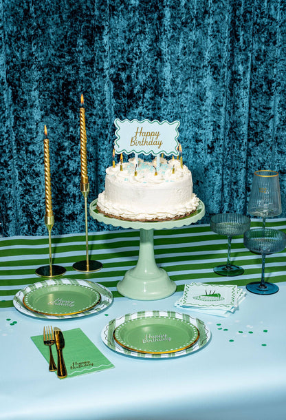 Blue & Green Birthday Cake Plates