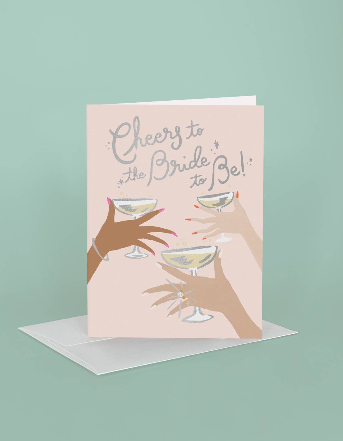 Wedding Greeting Card | Cheers To The Bride with Silver Foil