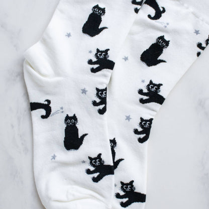 Cat Meow Casual Socks: Rust