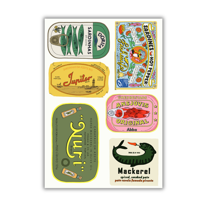 Trinkets: Tinned Fish Sticker Pack –Retro Sardine & Mackerel