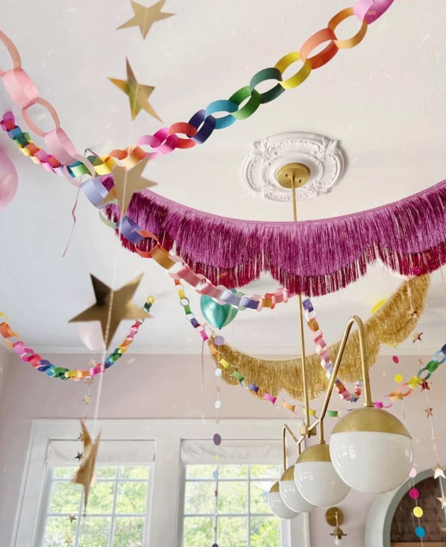 Gold Scallop Fringe Banner | Gold party garland, wedding