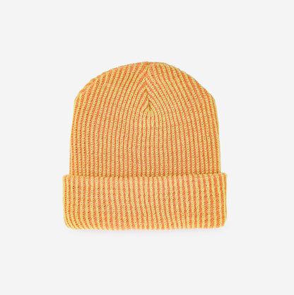 Simple Rib Knit Beanie: Black White
