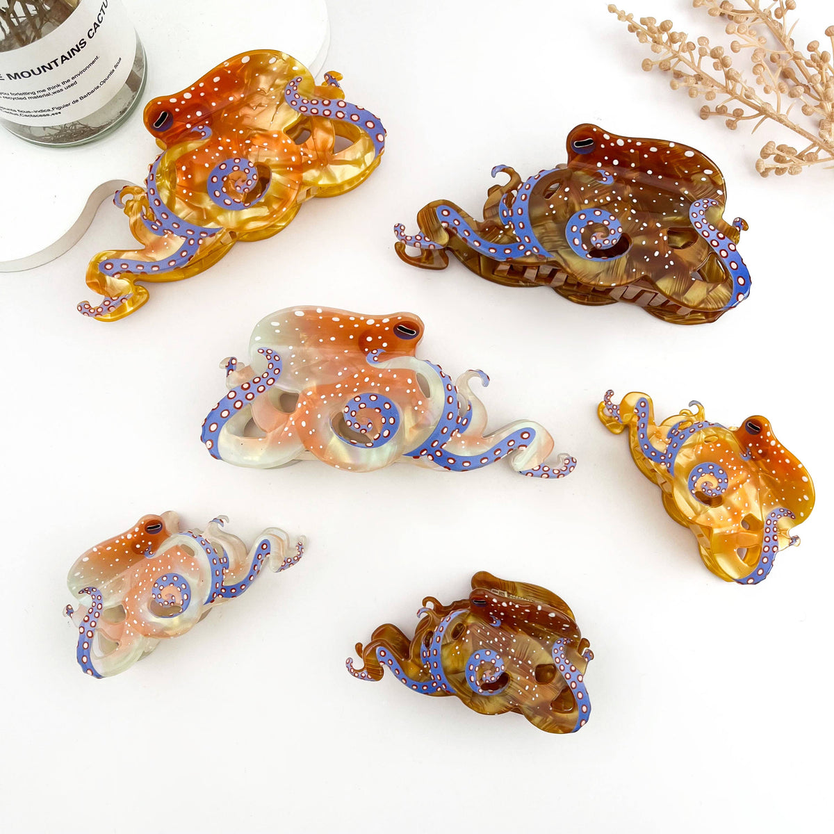 Creative Octopus Ocean Animal Hair Claw Clip: Orange-S
