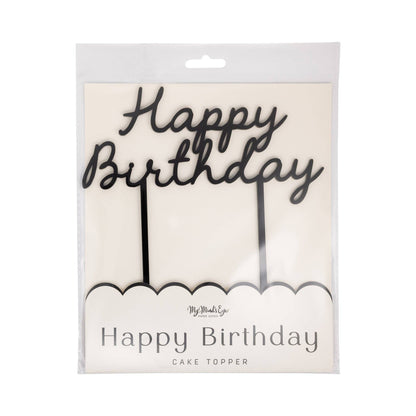Black Happy Birthday Cake Topper