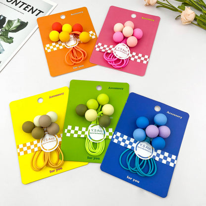 3PC Ombre Candy Ball Hair Ties Set Elastic Ponytail: Pink