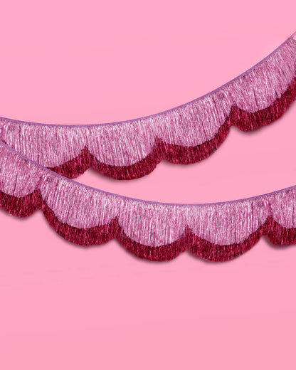 Pink Scalloped Fringe Banner | pink decor, birthday party