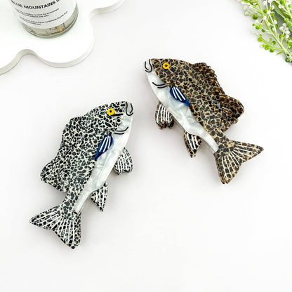 Grouper Fish Ocean Animal Acetate Summer Hair Claw Clip: Gray