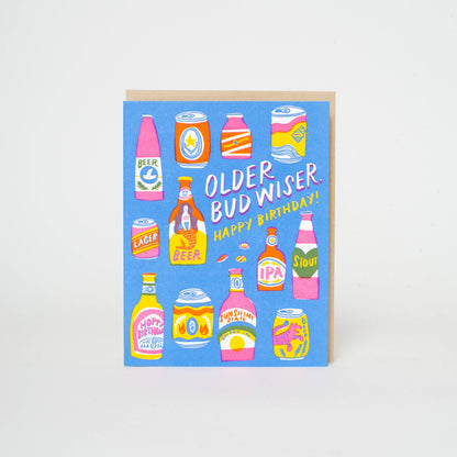 Bud Wiser Birthday Punny Letterpress Greeting Card by Hello!Lucky: Plastic sleeve