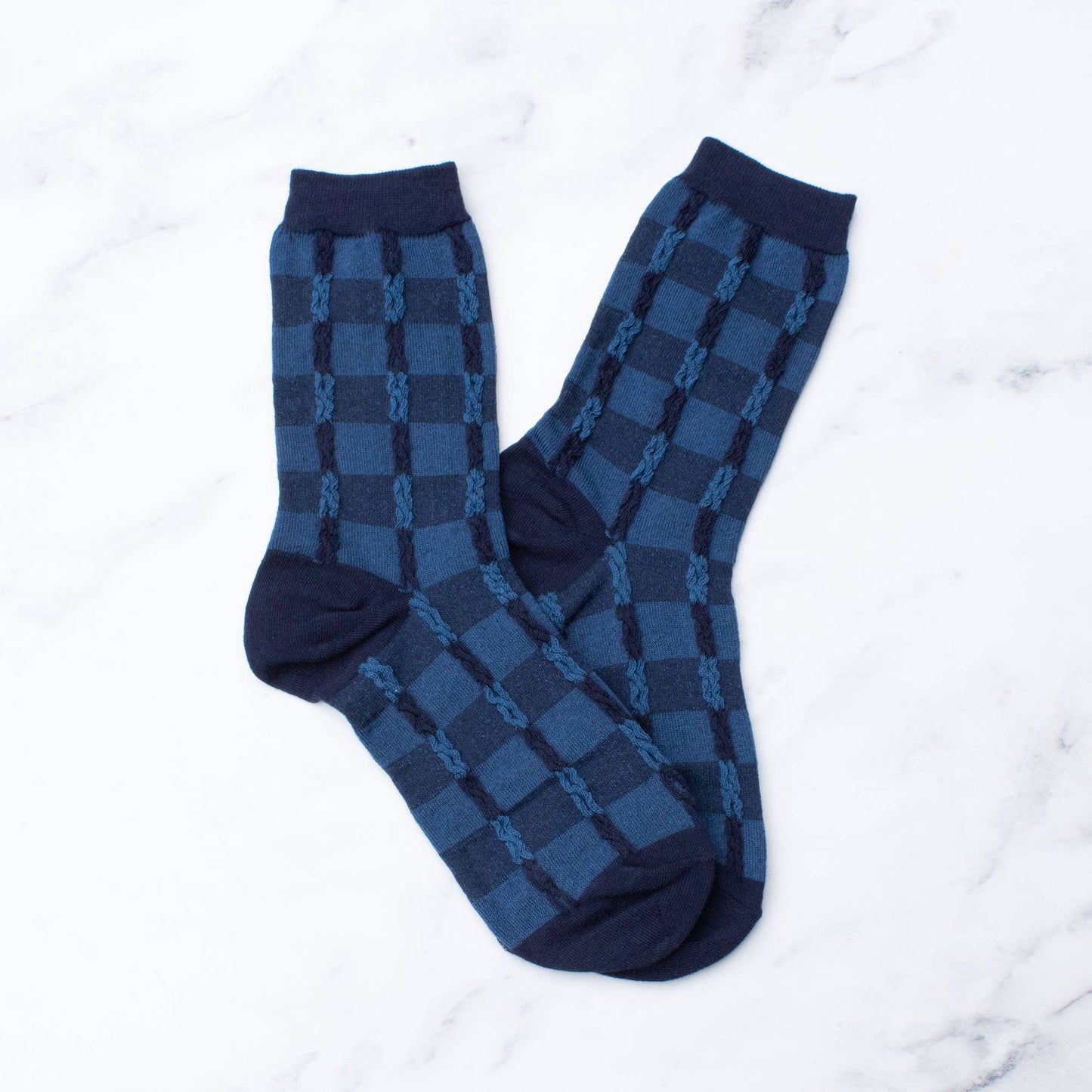 Vintage Checkerboard Twist Socks: Oatmeal