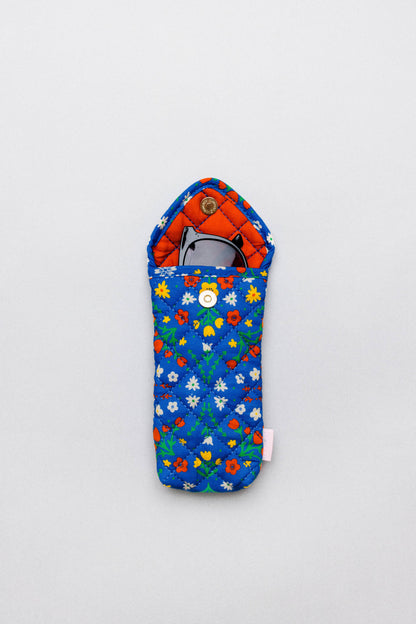 Quilted Sunglasses Case, Blue Scandinavian Floral