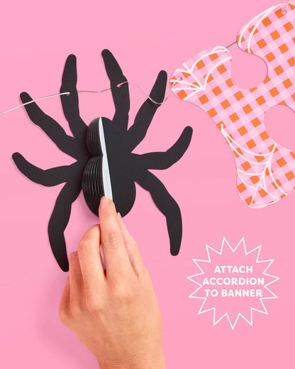 Pink Halloween Banner | spooky party decor, gingham
