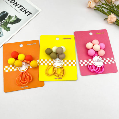 3PC Ombre Candy Ball Hair Ties Set Elastic Ponytail: Pink