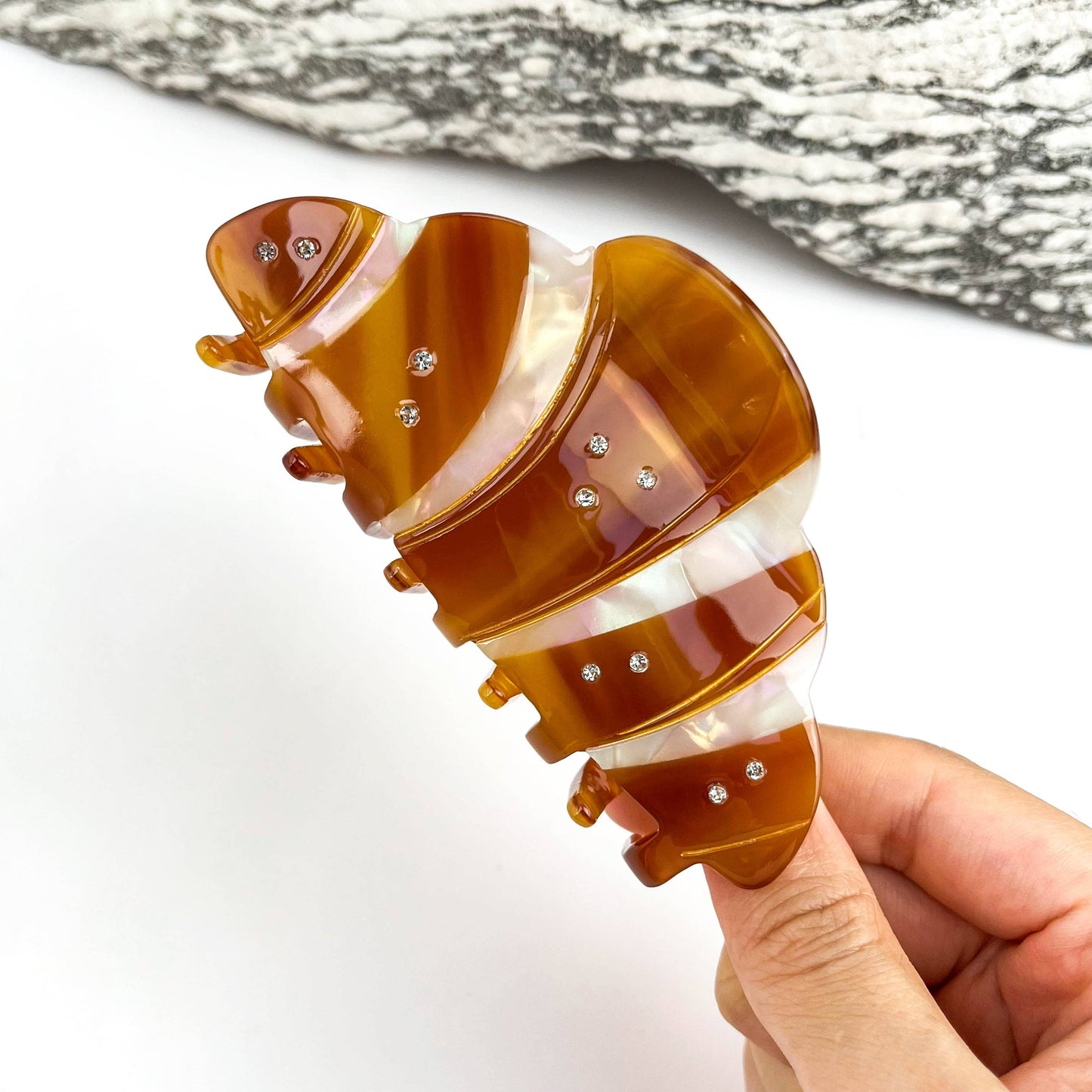 Vintage Starfish Crescent Moon Creative Hair Claw Clip: Brown