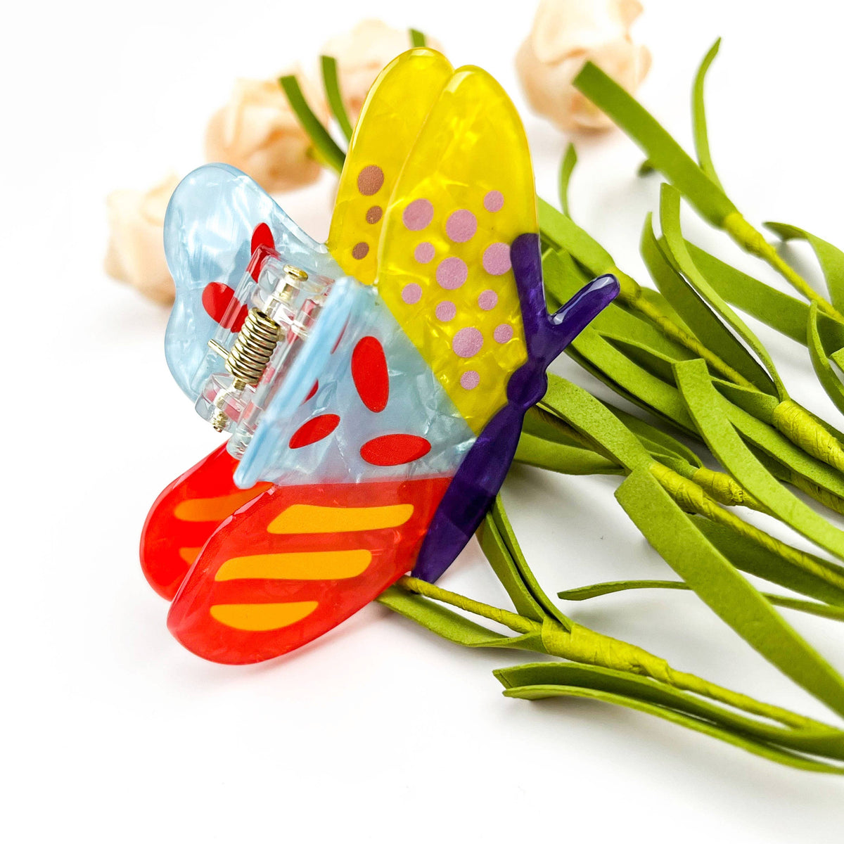 Colorful Patchwork Butterfly Hair Claw Clip Summer Bright: B