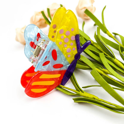 Colorful Patchwork Butterfly Hair Claw Clip Summer Bright: B