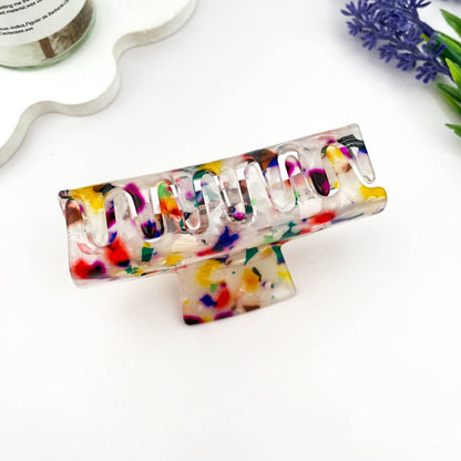 Hollow Floral Square Hair Claw Clip Geometric Minimal: Colorful