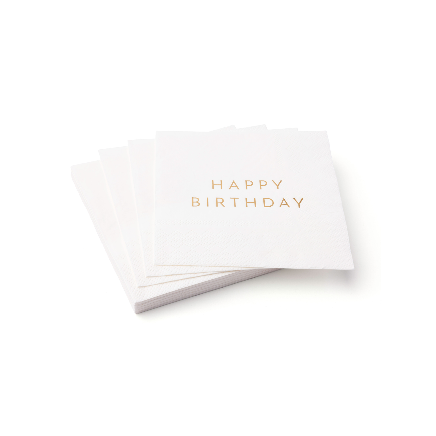 White & gold signature happy birthday cocktail napkins