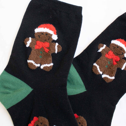 Big Holiday Gingerbread Casual Socks: Almond/Red