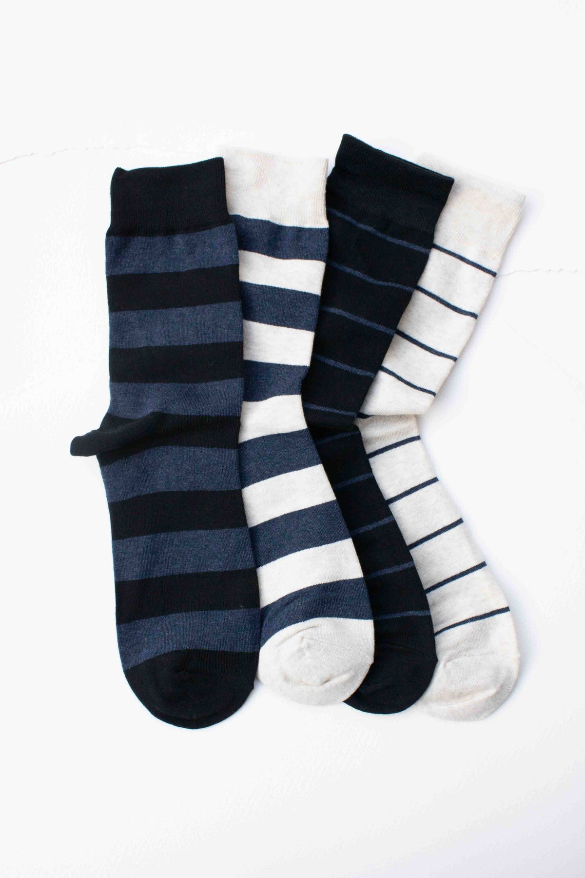 Men’s Classic Stripe Socks: Black/Thick