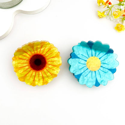 🌼 Summer Floral Print Hair Claw – Bright Acetate Clip 🌞: Pink