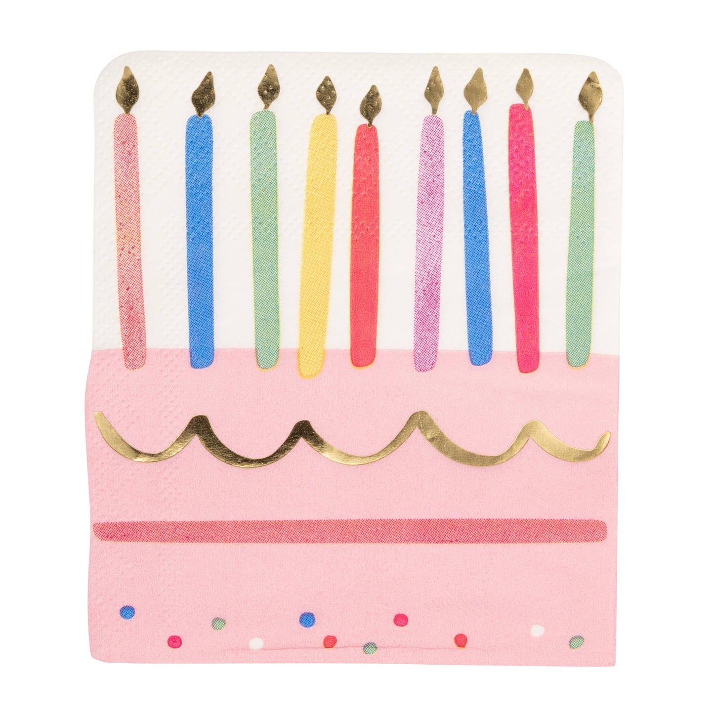 Foil Cake & Candles Cocktail Napkin