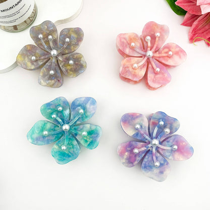 Pearl Sakura Acetate Floral Claw Clip – Elegant Spring Acc: Pink