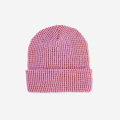 Simple Grid Knit Beanie: Stone Blue