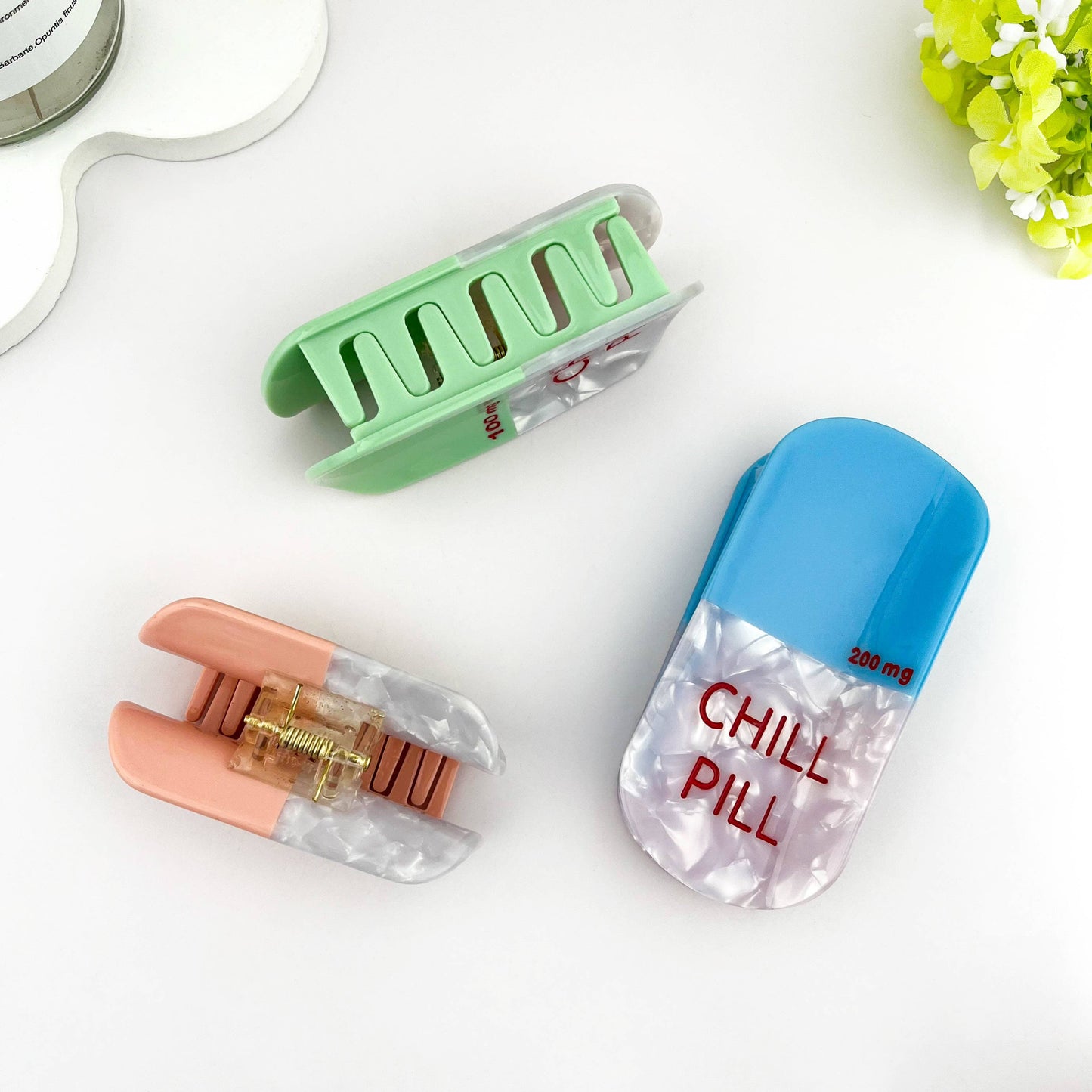 Sweet Dream Sleep Pill Acetate Hair Claw Clip: Light Green