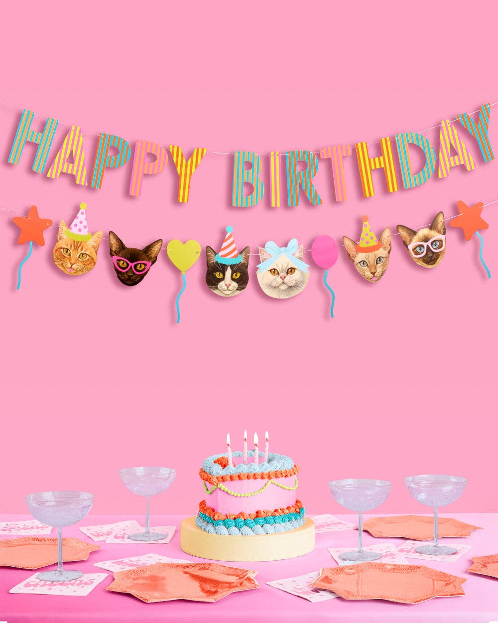 Happy Birthday Cat Banner | cat party, pet birthday, 5"