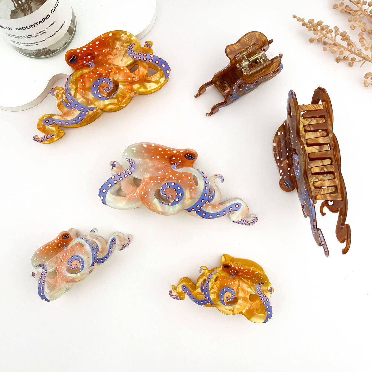 Creative Octopus Ocean Animal Hair Claw Clip: Orange-S