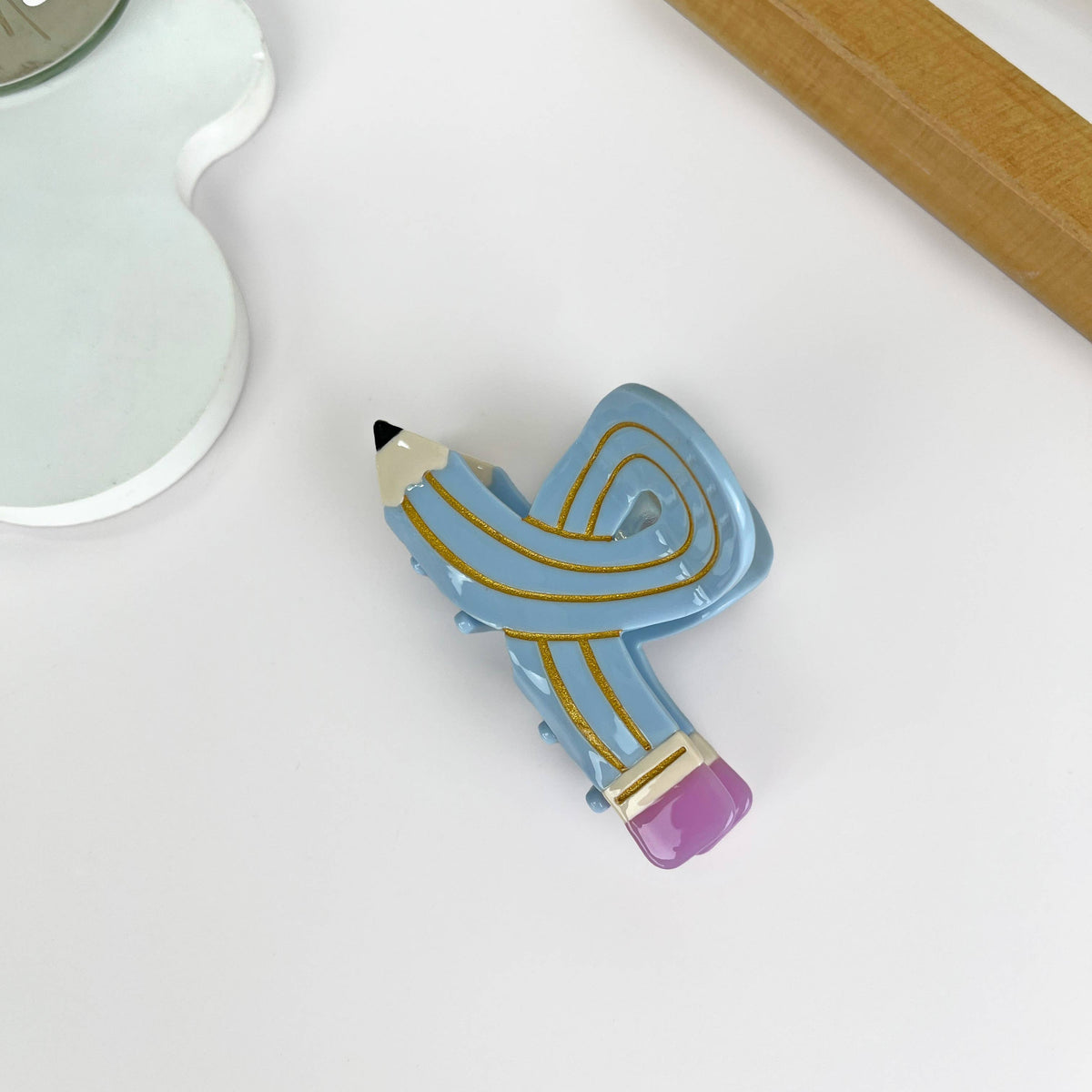 Acetate pencil hair claw clip: Blue
