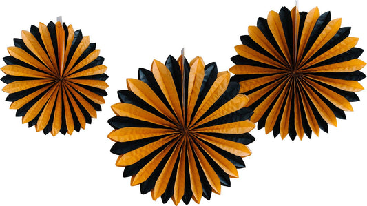Vintage Halloween Black and Orange Oversized Tissue Fans