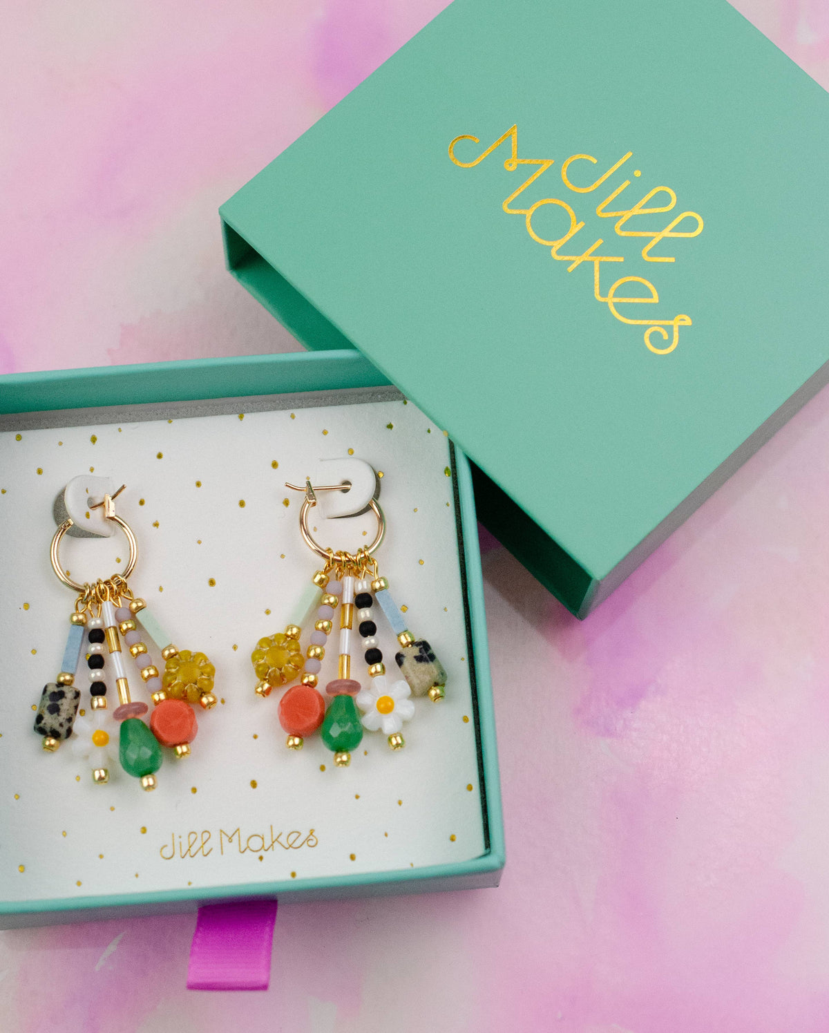 Colorful Beaded Charm Earrings