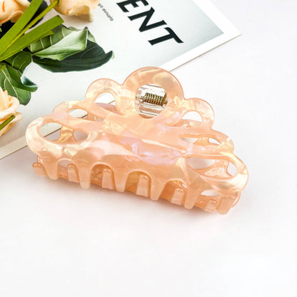 Minimal Geometric Hollow Flower Hair Claw Clip: Pink