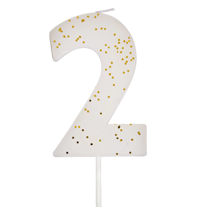 White Number 2 Candle