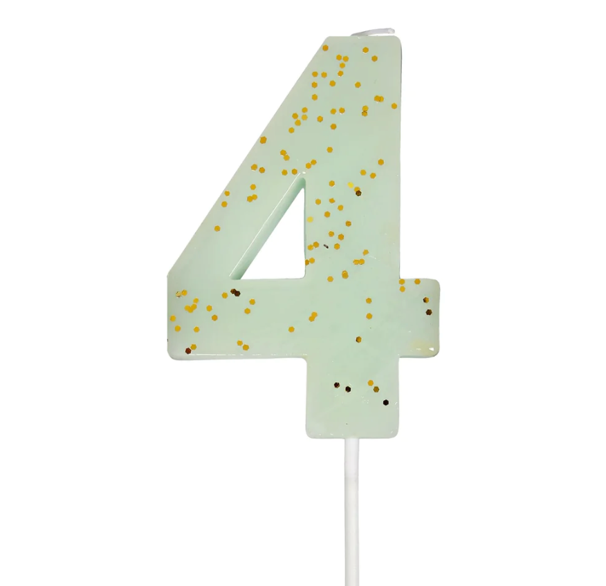 Mint Number 4 Candle