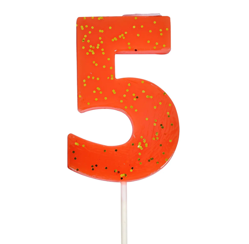 Coral Number 5 Candle