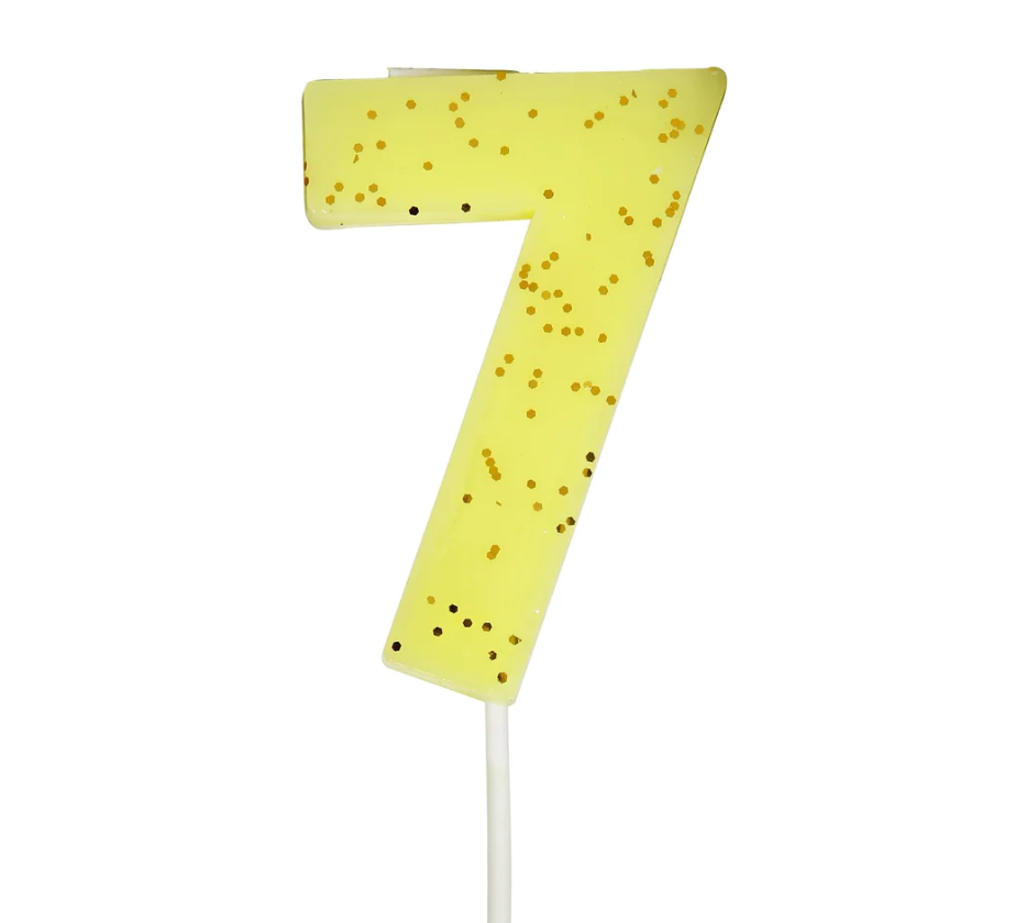 Yellow Number 7 Candle