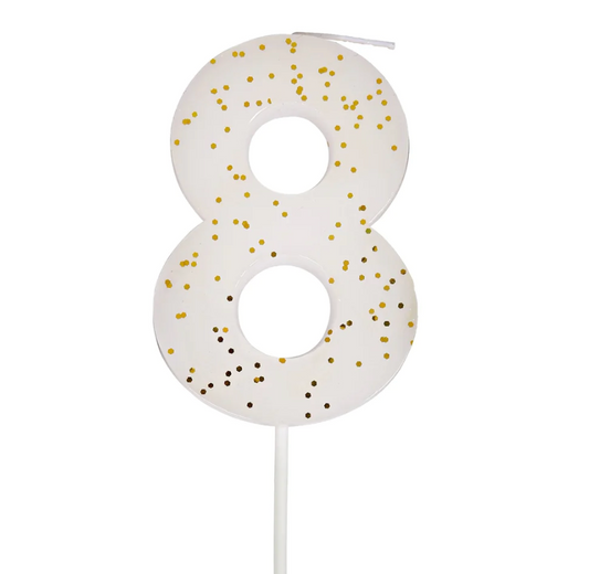 White Number 8 Candle