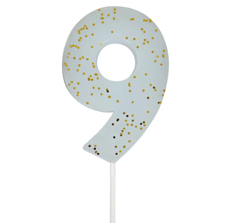 Blue Number 9 Candle