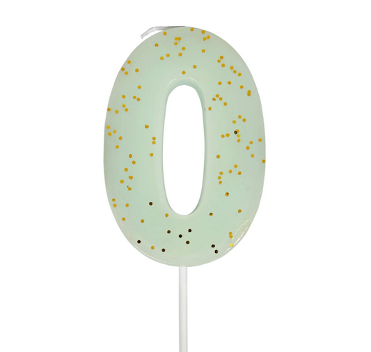 Mint Number 0 Candle