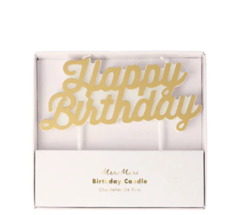 Gold Happy Birthday Candle