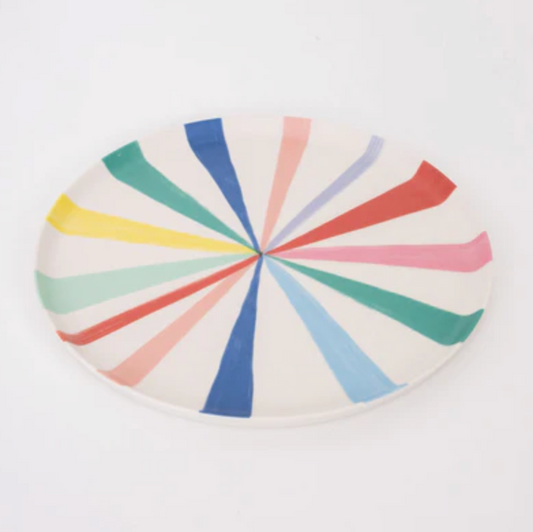 Bright Stripe Reusable Bamboo Plates - Large
