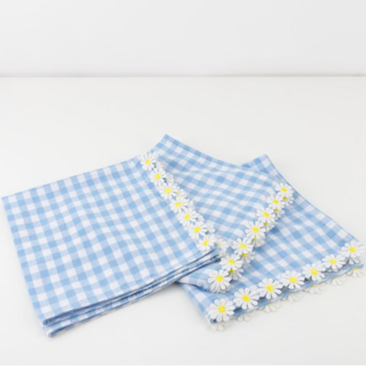 Daisy Edge Gingham Fabric Napkins