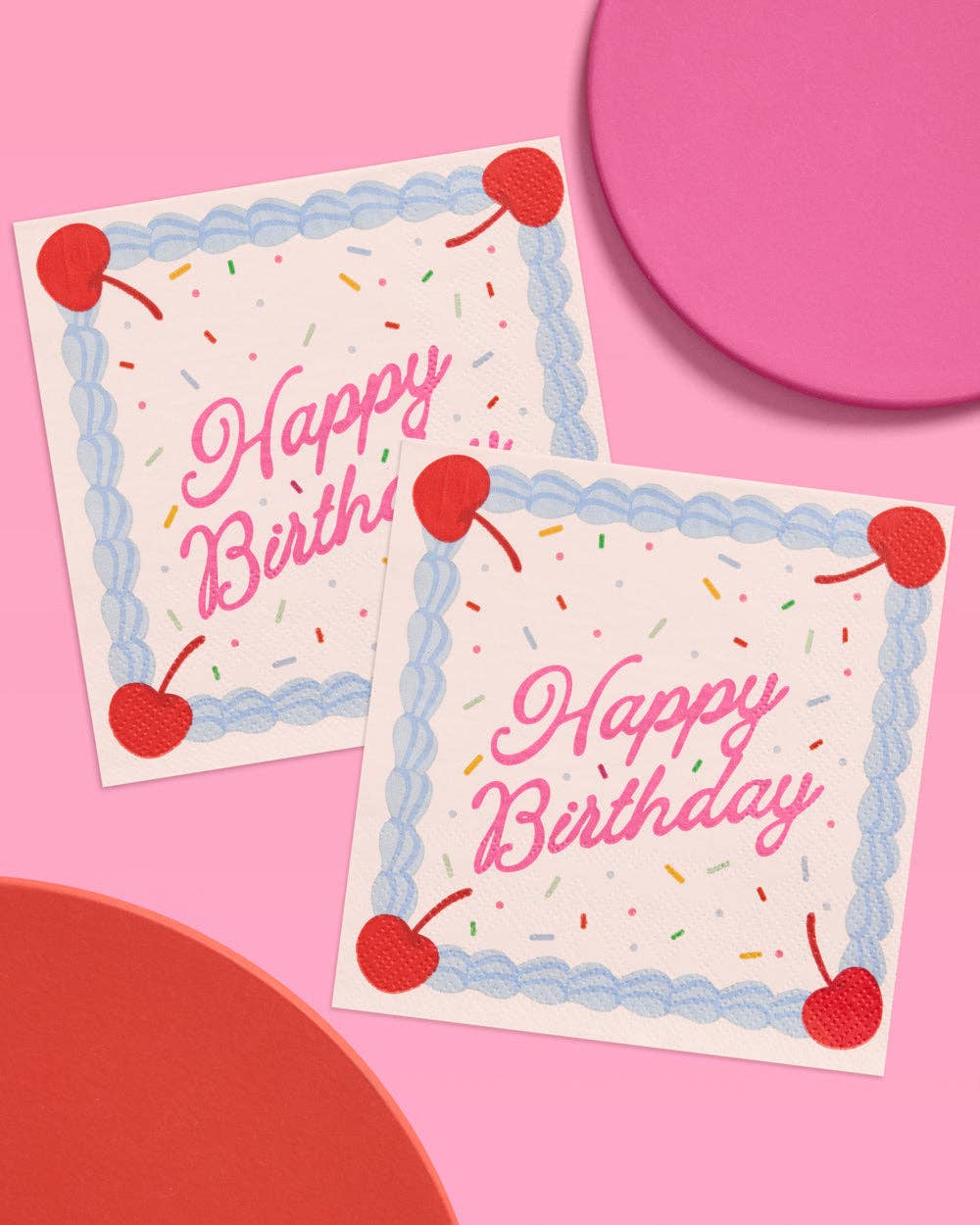 Happy Birthday Napkins | sprinkles, cake, cherry, party