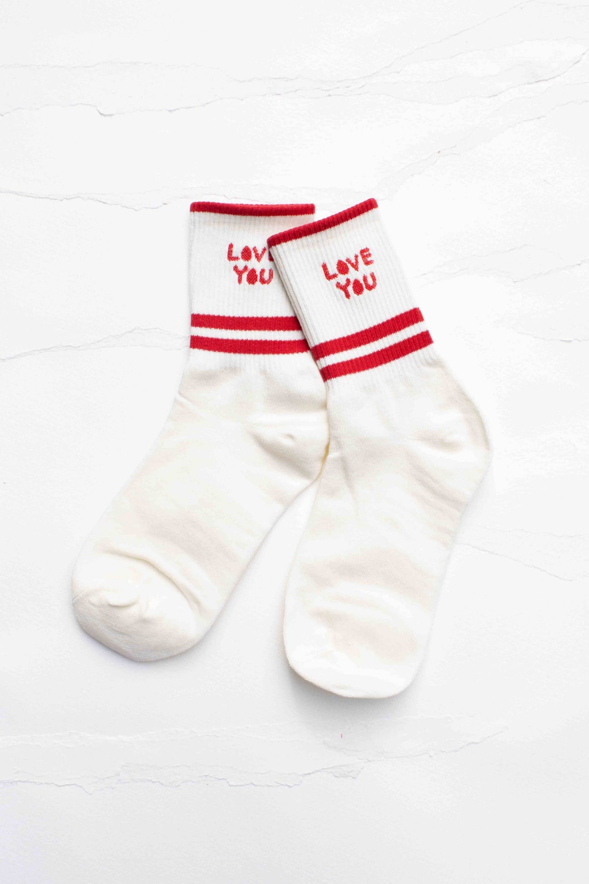 Love You Smile Crew Socks: Blue